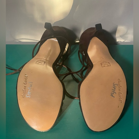 NWOT - Charles David “Sinful” Dark Brown Suede Lace Up Heels Sandals - Sz 8 - Picture 7 of 9